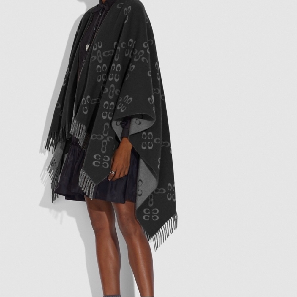 Coach Charcoal Reversible signature poncho